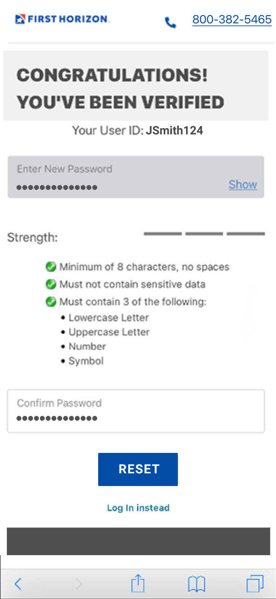 Forgot User ID or Password Mobile Demo - First Horizon Bank